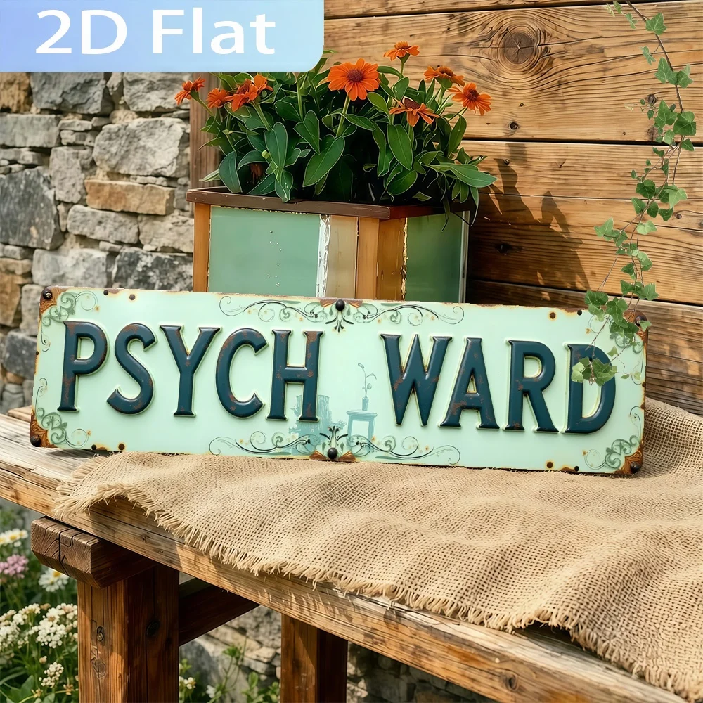 2D Flat, 1pc Retro Psych Ward Sign - Wall-Mounted Suitable for Cozy Bedrooms, Cafes & Psychiatric Unit Decor, Vintage Panel Art
