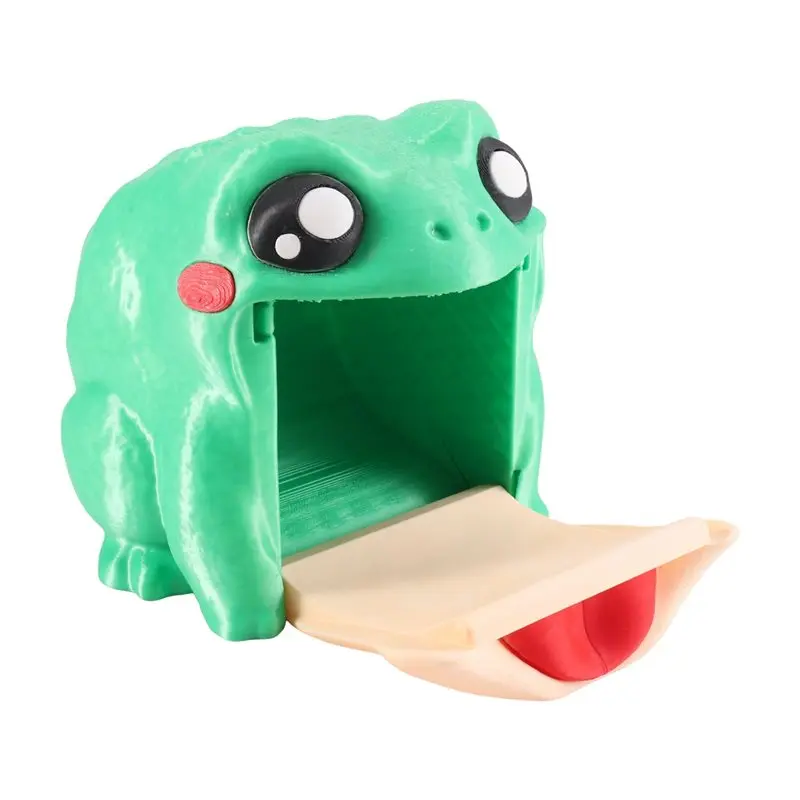 M11K-Cute Frog Interactive Toilet Paper Dispenser Flip Style Cartoon Bathroom Organizer For Home Kitchen