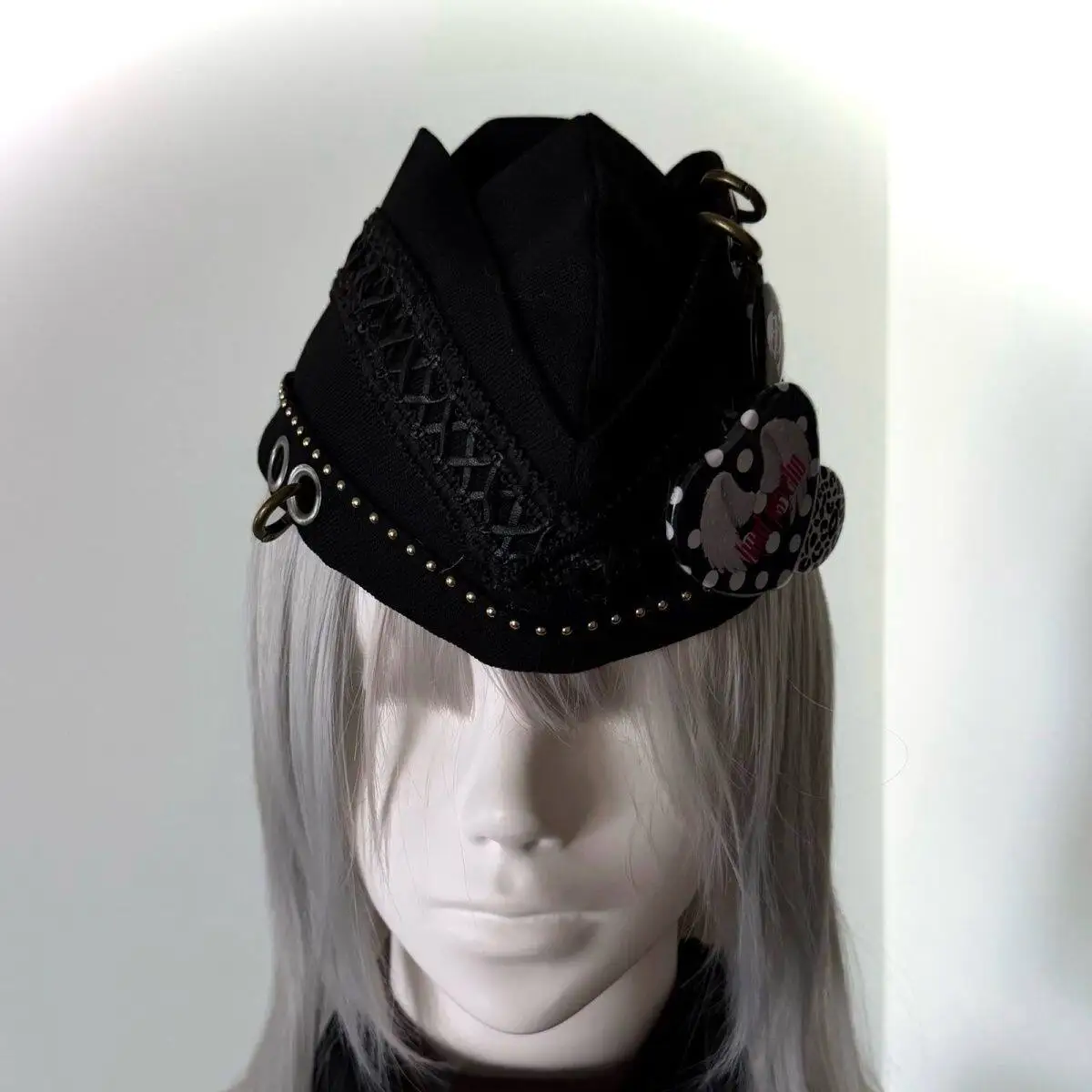 Navy Style Punk Retro Hat Punk Y2k Yabi Style Dark Stitching Webbing Top Hat Sailor Hat