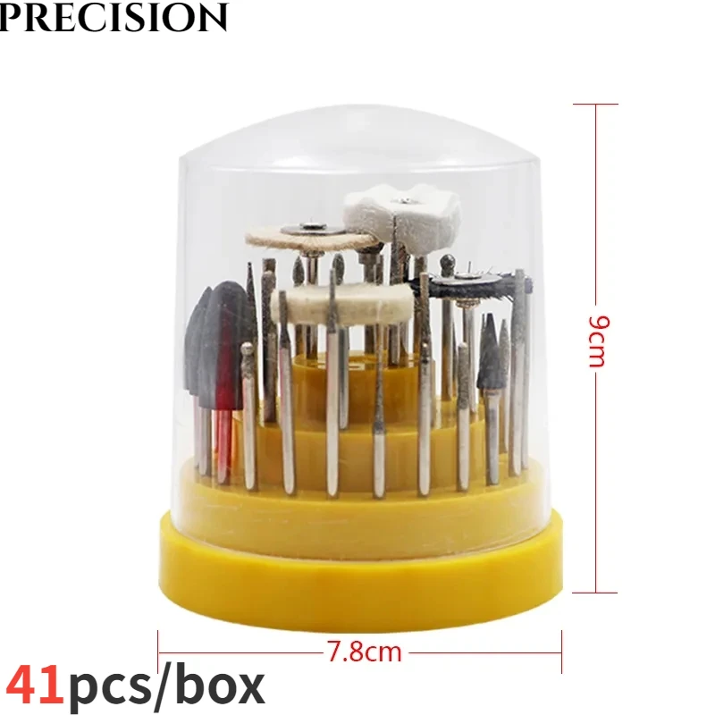 41PCS/Box Dental Silicone Rubber Rotary Tungsten Steel Polishing Carbide Burs Lab Burrs Tooth Drill Dentist Lab Materials Too