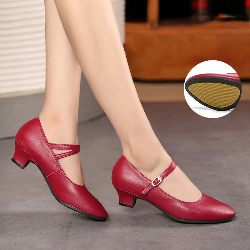 Genuine Leather Dance Shoes Women Modern Tango Salsa Latin Ballroom Dance Shoes Women High-heel Lady Professional Dance Shoes