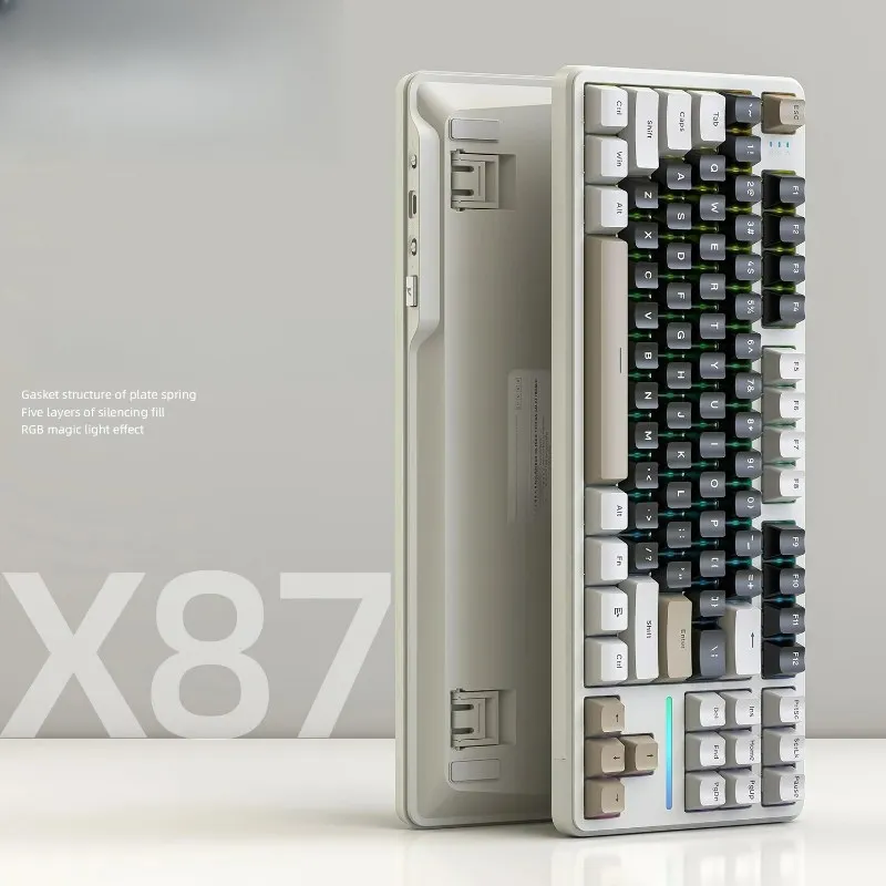 

Customizable Banana Switch Wireless Mechanical Gaming Keyboard,Type-C RGB Gasket Hot Swappable Custom Keyboard, 87 keys