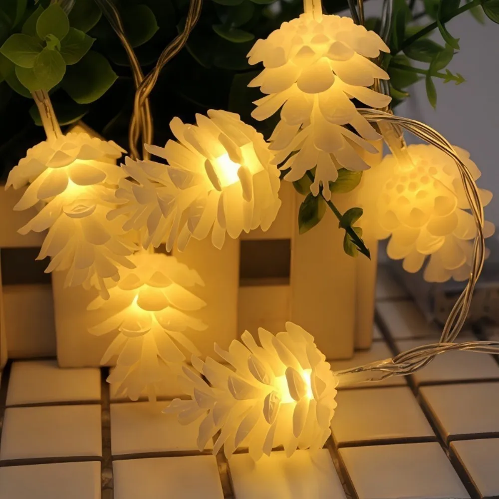 1.5M/3M Transparent Simulated Pine Cone Light String, Battery Powered, Suitable For Living Room, Bedroom, And Party Decoration