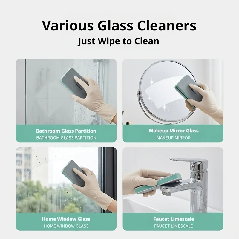 Magic Limescale Eraser Sponge Glass Shower Door Water Stain Remover Bathroom Window Cleaning Wipe