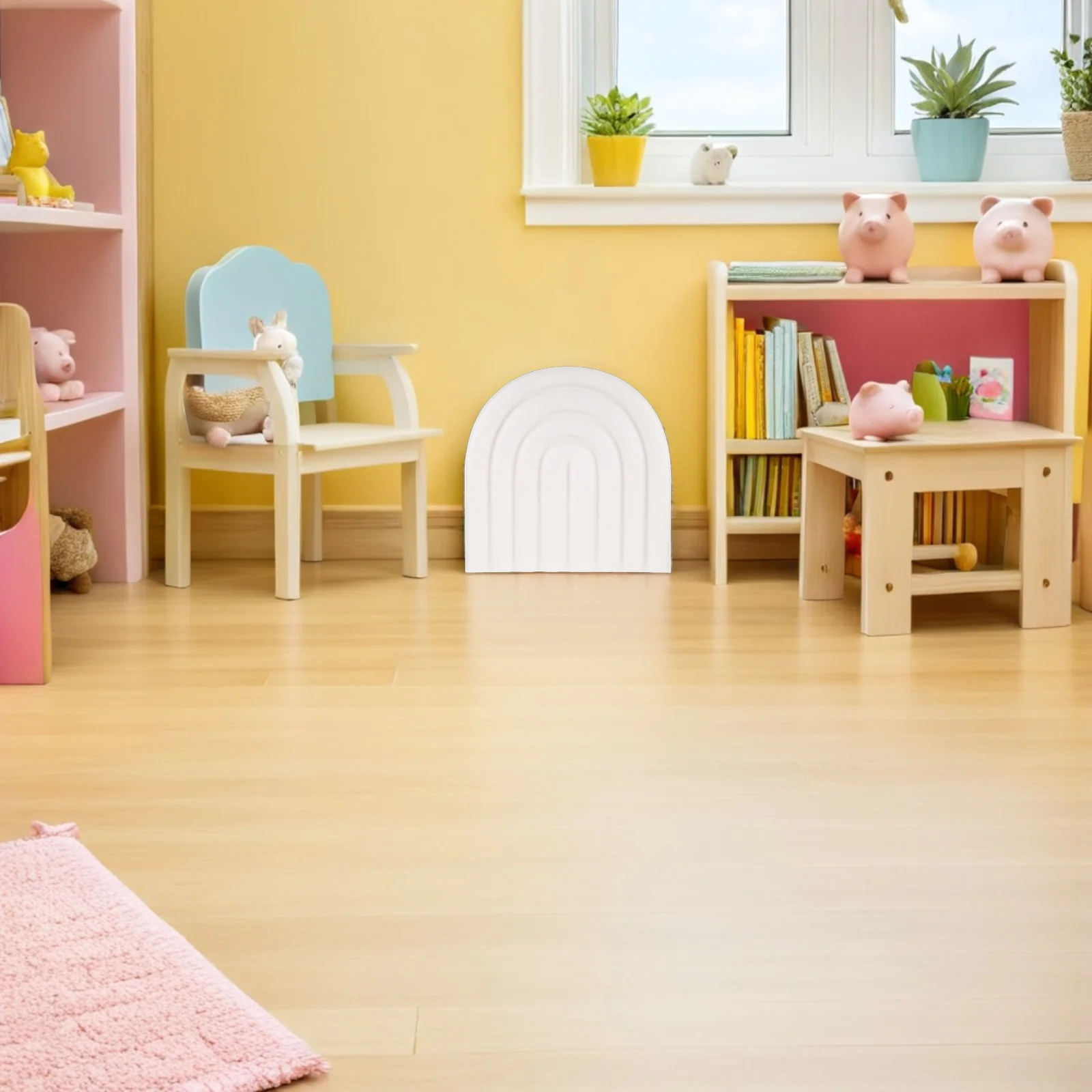 

White Arch Shape Soft Anti-Collision Wall Pad Peel Stick 3D PU Foam Wall Padding for Kids Nursery Bedroom Playroom