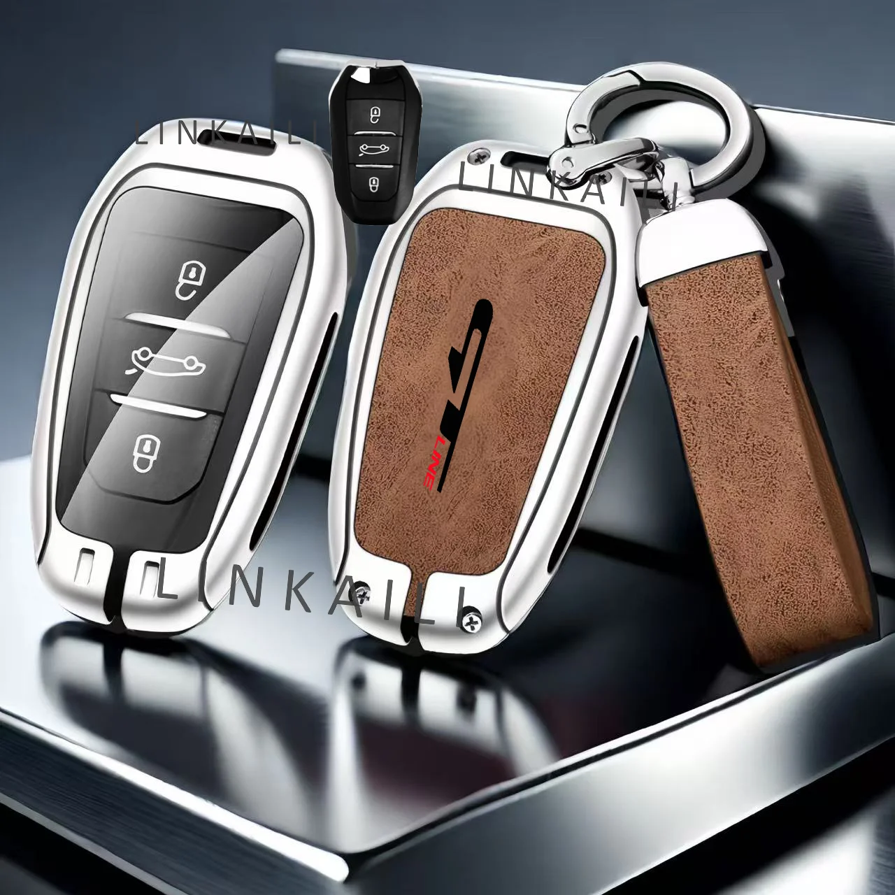 Auto Zink-legierung Schlüssel Fall Tasche Für Peugeot GTLine 207 307 407 208 308 408 508 2008 3008 4008 5008 RCZ Auto Schlüssel Kette Metall Schlüssel Shell – Detail 7