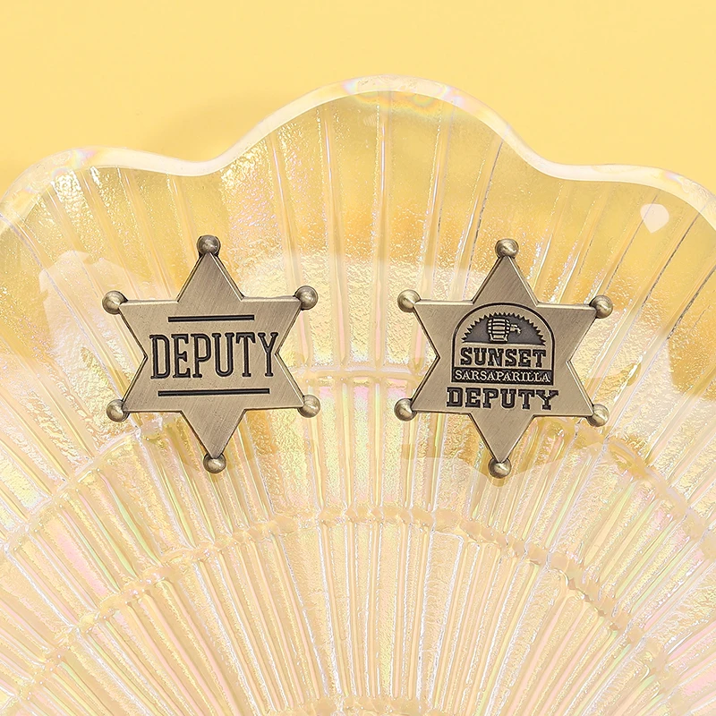 نائب شريف المينا دبابيس سداسية ستار دبابيس التلبيب شارات خمر ريترو هالوين مجوهرات هدية للأطفال الأصدقاء