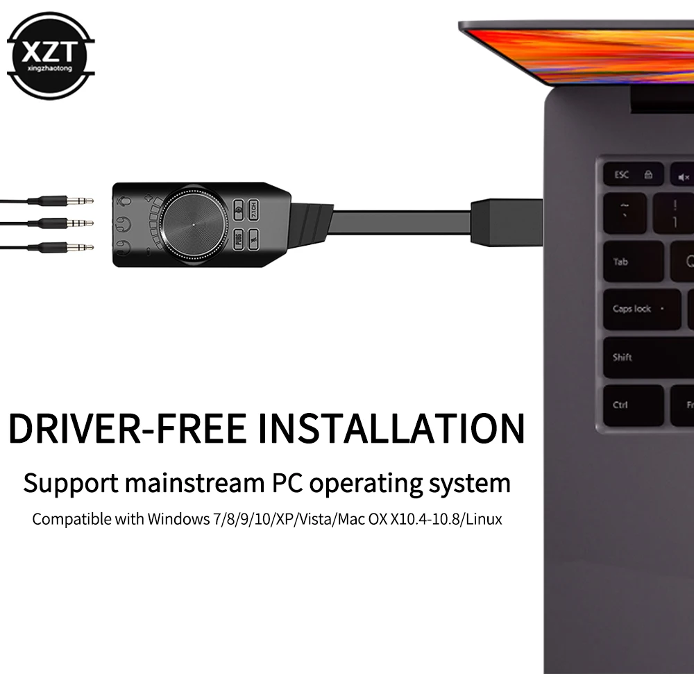 7.1 Channel External USB Computer Game Sound Card for PUBG Gaming External Audio Card 3.5mm USB Adapter Plug and Play PC Laptop