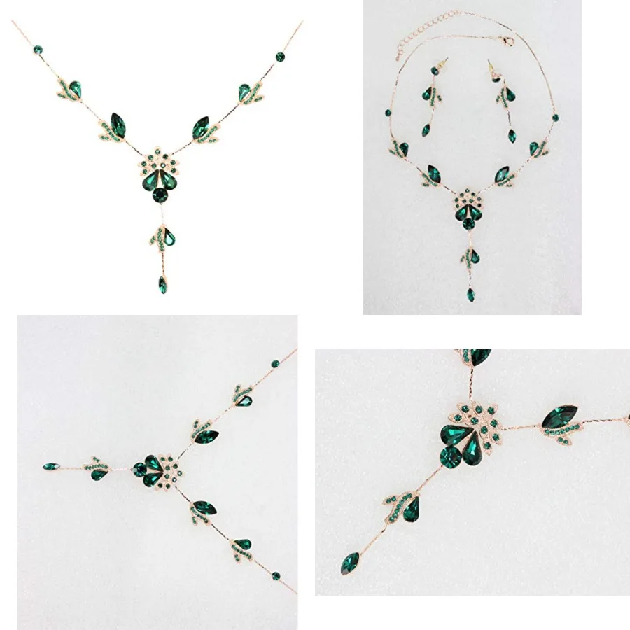 

Gorgeous Rhinestone Floral Crystal Necklace Earrings Set