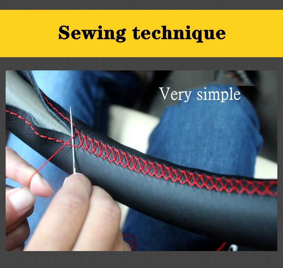 Maßgeschneiderte DIY-Lenkradabdeckung für Hyundai Ix 35 Tucson 2 2011–2015, rutschfestes Ledergeflecht, Auto-Innenzubehör – Detail 6