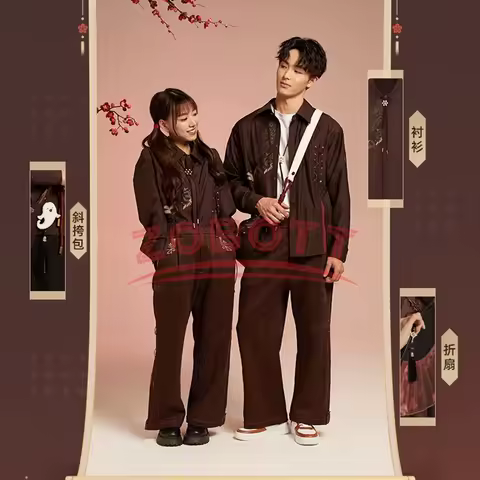 Genshin Impact Hu Tao Shirt Trousers Bag Top Pants Dress Hutao Folding Fan Shorts For Women Men Spring Autumn Cotume