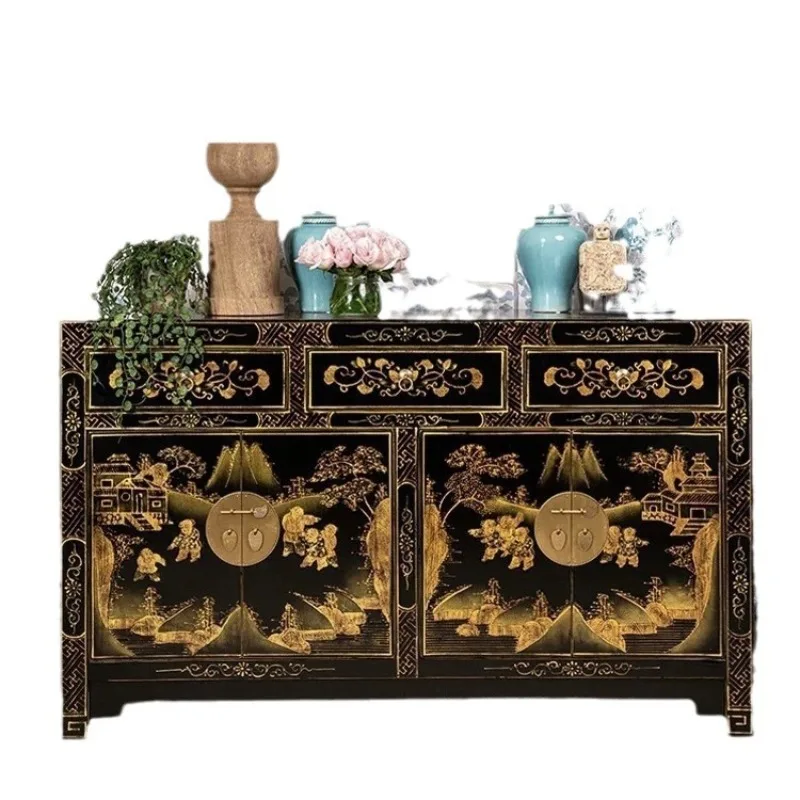 

Solid wood painted shoe home door living room retro fully equipped floor cabinet storage partition cabinet