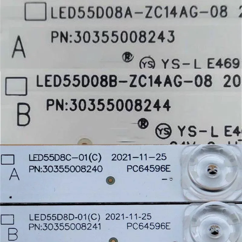 Imagem -03 - Kits de Iluminação da tv Backlight Tiras Kits Pranchas Fita Led55d8c D01 c pn 30355008240 Led55d08a B-zc14ag-08 pn 30355008243