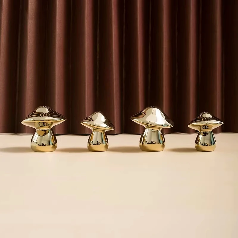 Mushroom Shape PVD Gold Brass Furniture Handles Door Knobs and Handles for Shoe Cabinet Kitchen Cupboard Drawer Pulls Home Decor