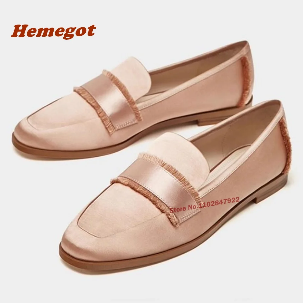 

Spring Flat Shoes Pink Fringe Satin Round Toe Shallow Ballet Pumps Slip On Newest Women's Shoes 2024 Newest Luxury Ladies Sexy