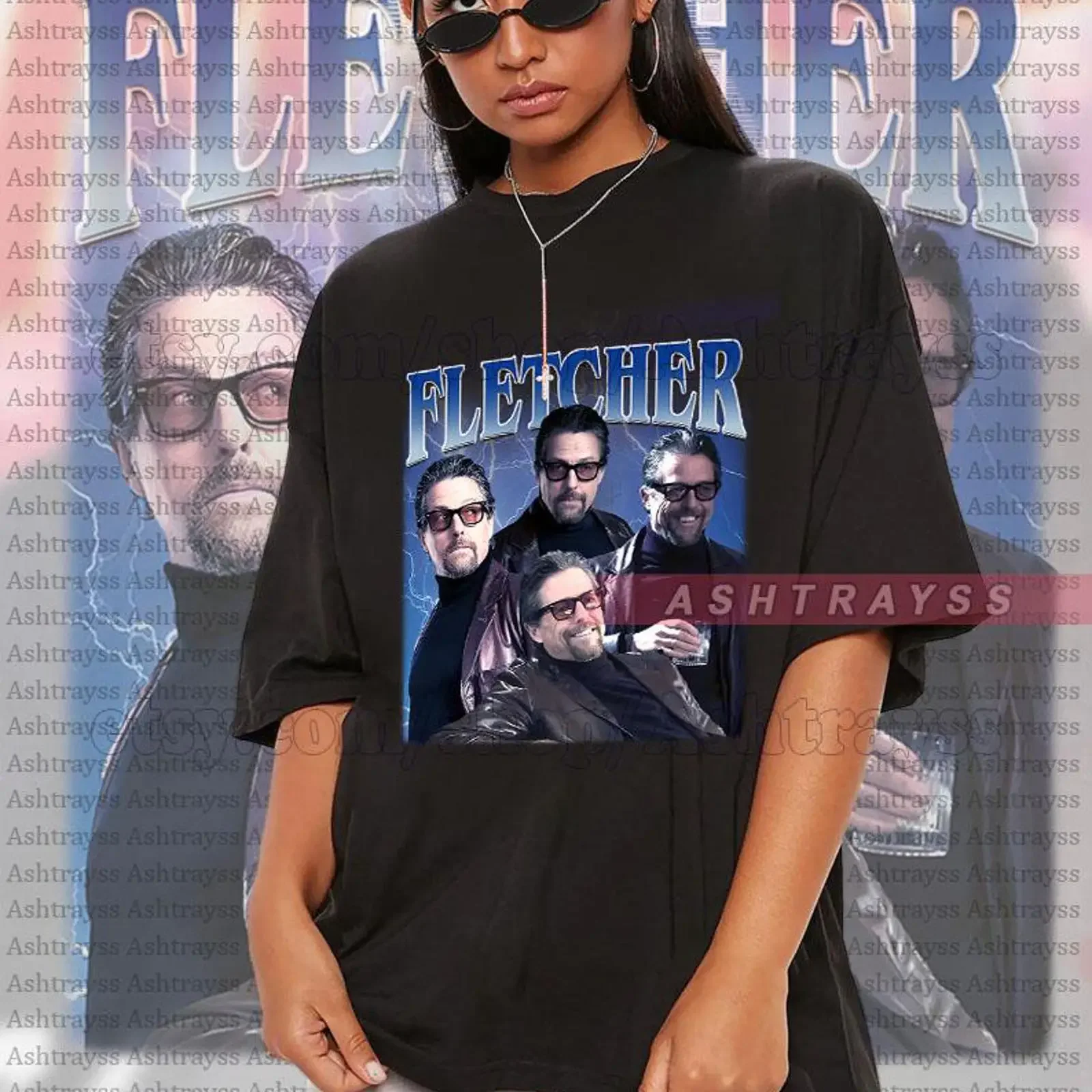 Fletcher Hugh Grant tee vintage bootleg shirt The Gentlemen sweaT T vintage Washed Stylish homme streetwear graphic