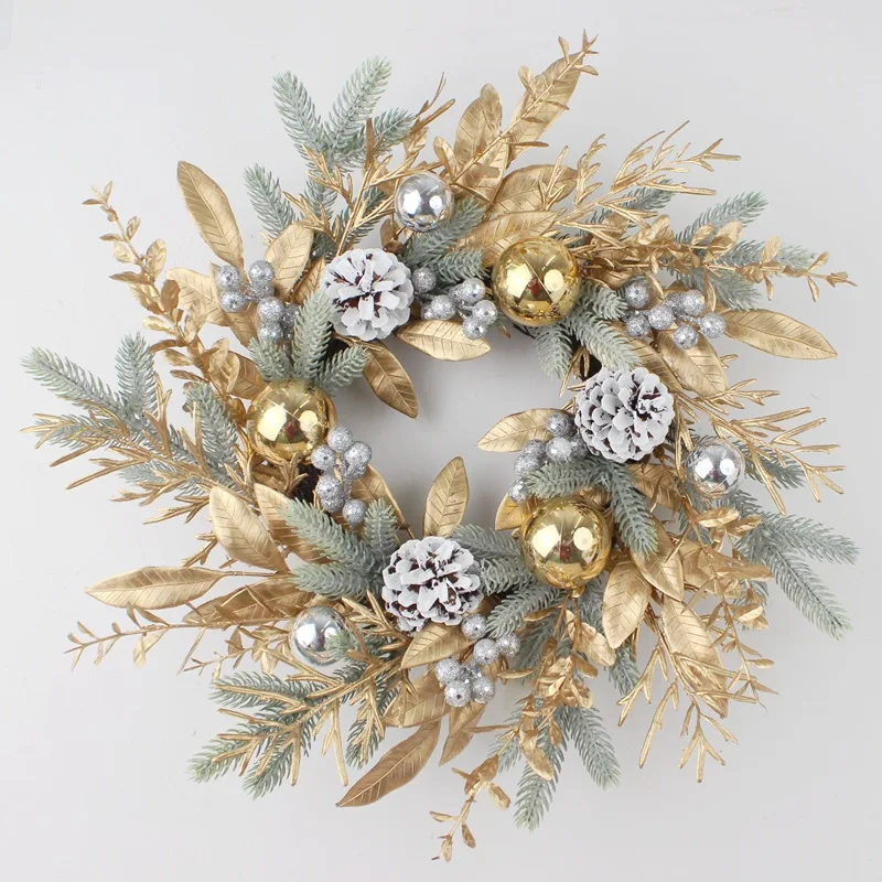 Artificial Christmas Wreath Rattan Set Golden Wreath For Front Door Hanging Wall Indoors Outdoors Christmas Decoration 2025