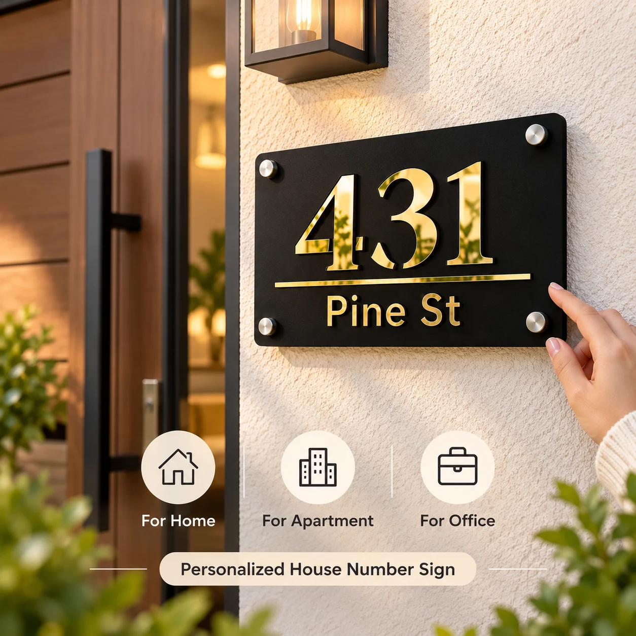 Custom 2D Acrylic House Number Sign, Personalized Door Nameplate, Mailbox Address Plaque, Home Office Wall Decor