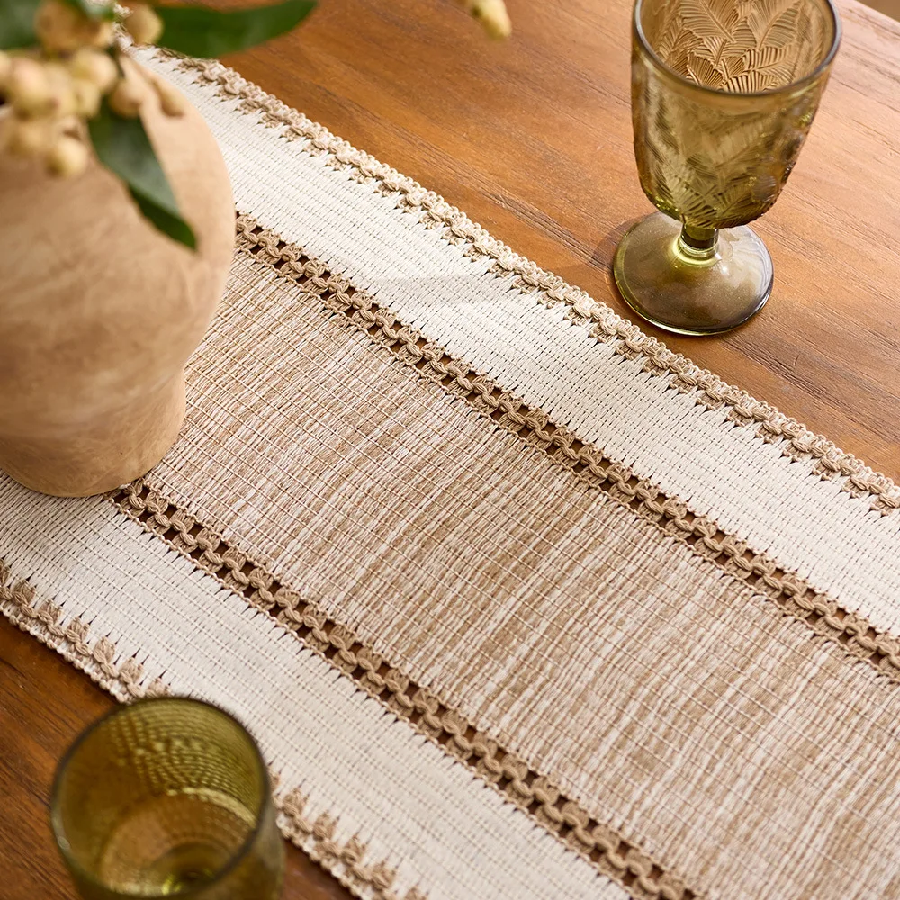 Wide Striped Table Flag Cotton And Linen Bohemian Tassel Dining Table Suitable For Summer Home Decoration And Festival Activitie