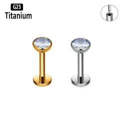 G23 Titanium Piercing Threadless Labret Stud Body Jewelry 16G 18G CZ Push Pin Helix Tragus Earring for Women Lip Ring Nose Studs