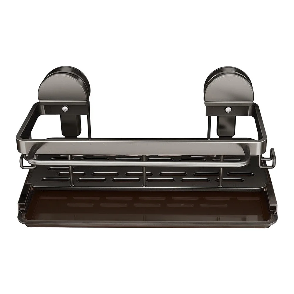 Aluminum Sponge Holder Wall Mount with Drip Tray for Kitchen Countertop Organization 31x13x6cm No Drill Required