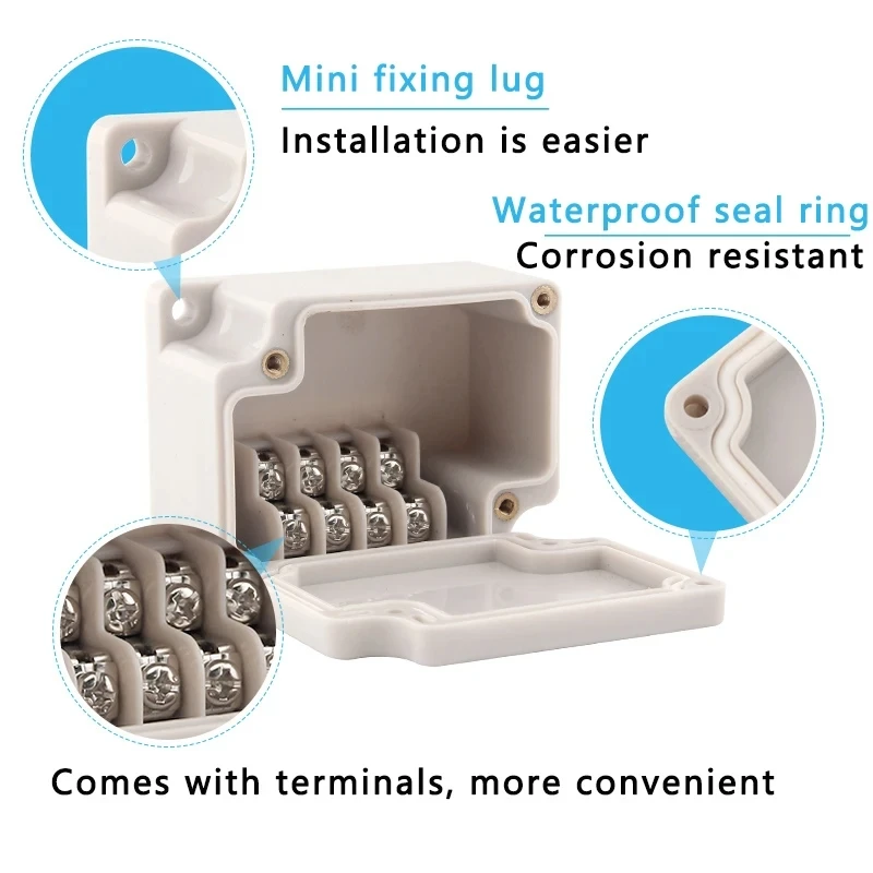 ABS Outdoor Distribution Enclosure Case with Terminal Cable Power Supply Outdoor Terminal Waterproof Electric Cable Branch Box