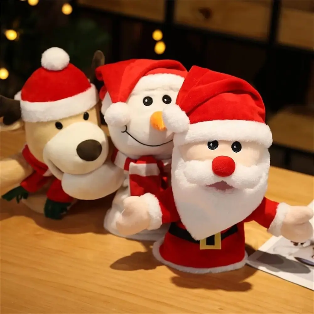 Big Hand Puppet Finger Dolls Christmas Toys Fingers Puppets Hand Puppet Christmas Puppets Santa Claus Elk Animal Head Puppet