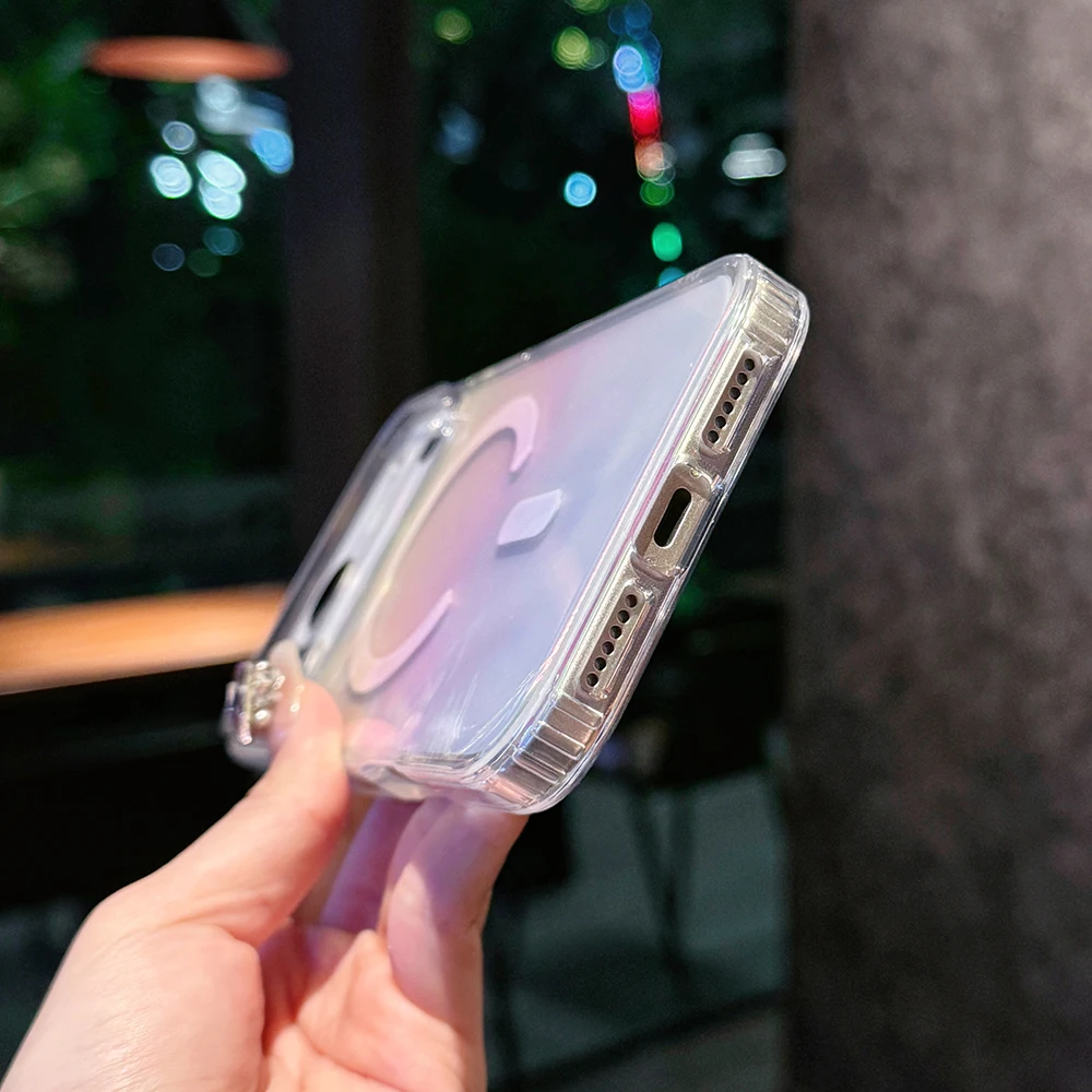 Farbig Beschichtete Feder-Handyhülle für Magsafe für iPhone 18 17 16 15 14 13 12 11 Pro Max Magnetische Kabellose Ladefunktion Stoßfeste Hülle – Detail 9