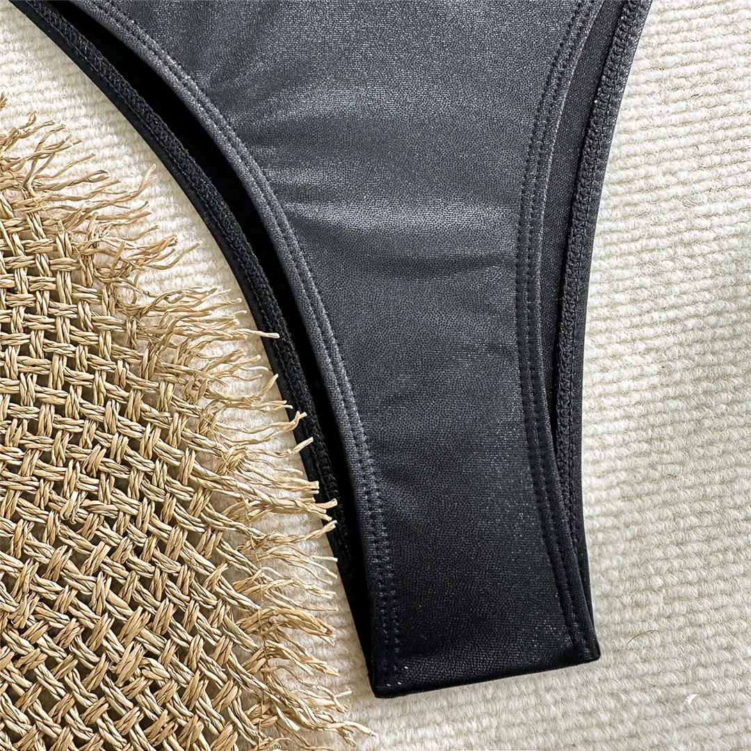 U-förmiger glitzernder, glänzender Bikini, zweiteiliger Damen-Bikini, Damen-Badeanzug, brasilianischer Badeanzug, Bather V7564 – Detail 23