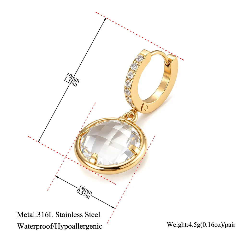 JeeMango Hochwertige runde Ohrringe aus tschechischem Glas aus Edelstahl für Damen, vergoldet, exquisiter Hochzeitsschmuck E26109 – Detail 1