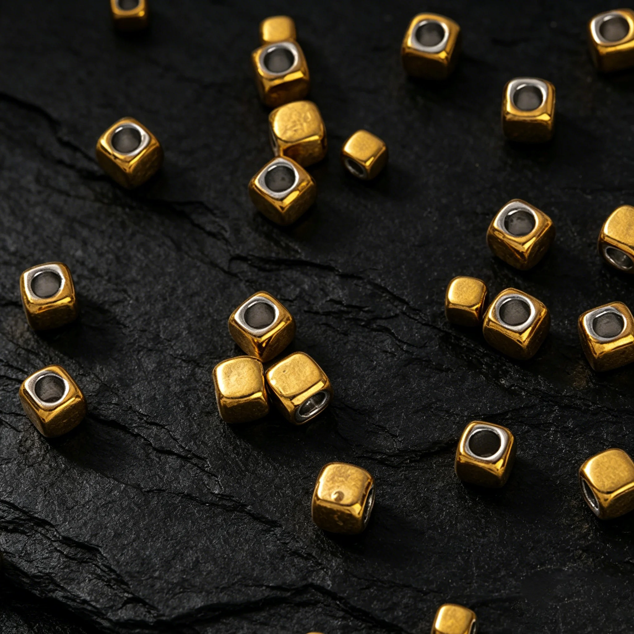 50 Stück/Lot Edelstahl Goldfarben Quadratische Abstandshalterperlen für DIY Armbänder Halsketten Schmuckherstellung Zubehör Komponenten – Detail 5