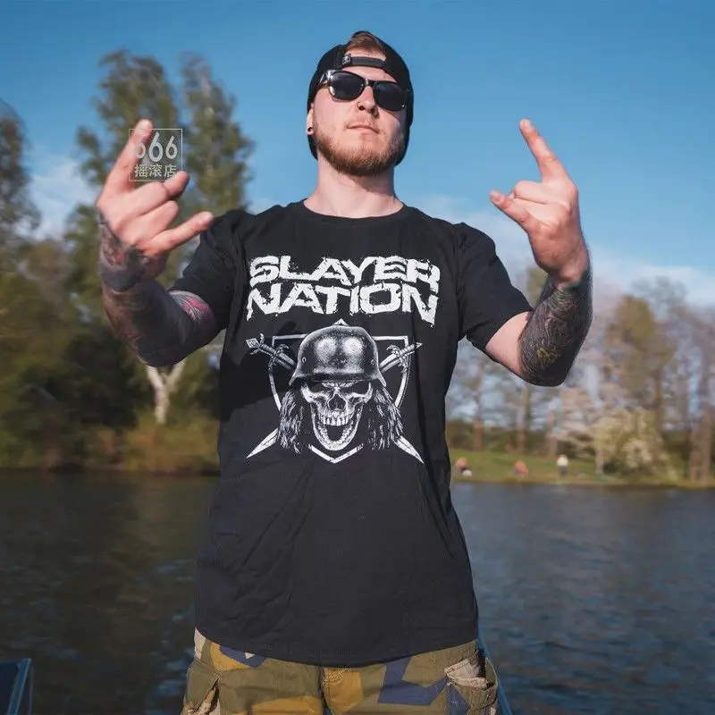 الربيع والخريف القطن الخالص الرجال والنساء قصيرة الأكمام تي شيرت القاتل الأمة القاتل الفرقة الكلاسيكية تورنت طباعة معدنية