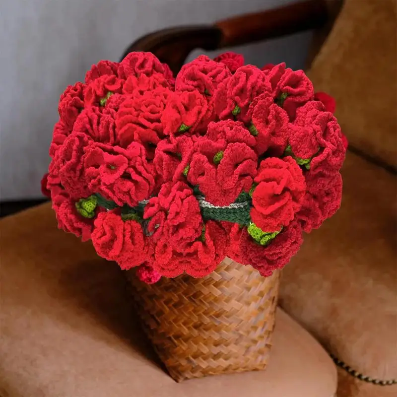 

Crochet Bouquet Blanket Carnation Bouquet Blanket Home Decor Romantic Boho Charm Soft Relaxing Family Sofa Decoration For Cozy