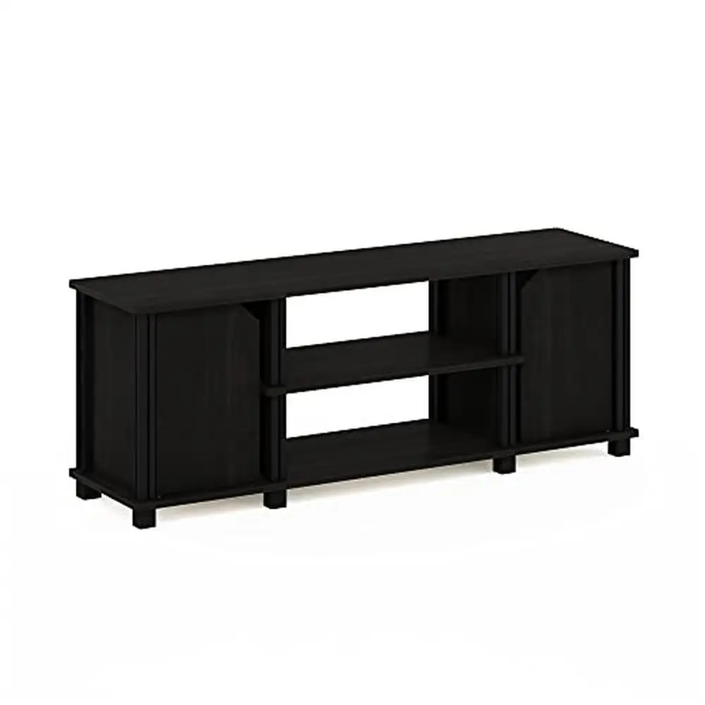 

Tv Stand Entertainment Center with Shelves and Storage Espresso/Black 45 Inch Stylish Design Durable Composite Wood Maximum 30