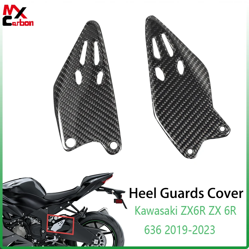 

For Kawasaki ZX6R ZX 6R 636 2019-2023 Motorcycle Modification Accessories 3K 100% Pure Carbon Fiber Heel Guards Foot Cover Kits