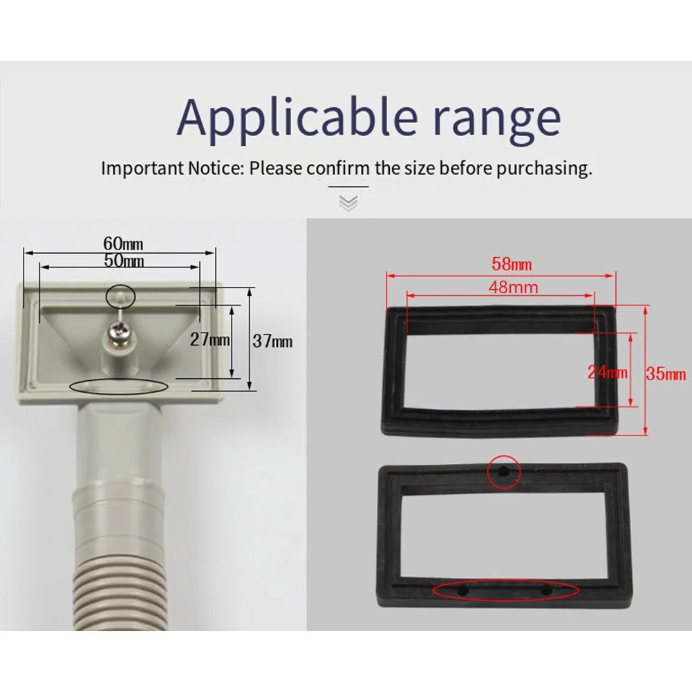 2Pack Rectangular Rubber Overflow Washer 58x35mm Black For Kitchen Sink Accessories Drain Pipe Overflow Sealing Parts