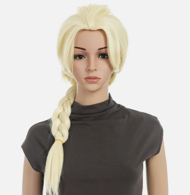 Long Braided Ponytail Cosplay Costume Light Blonde Wig (Frozen Movie)