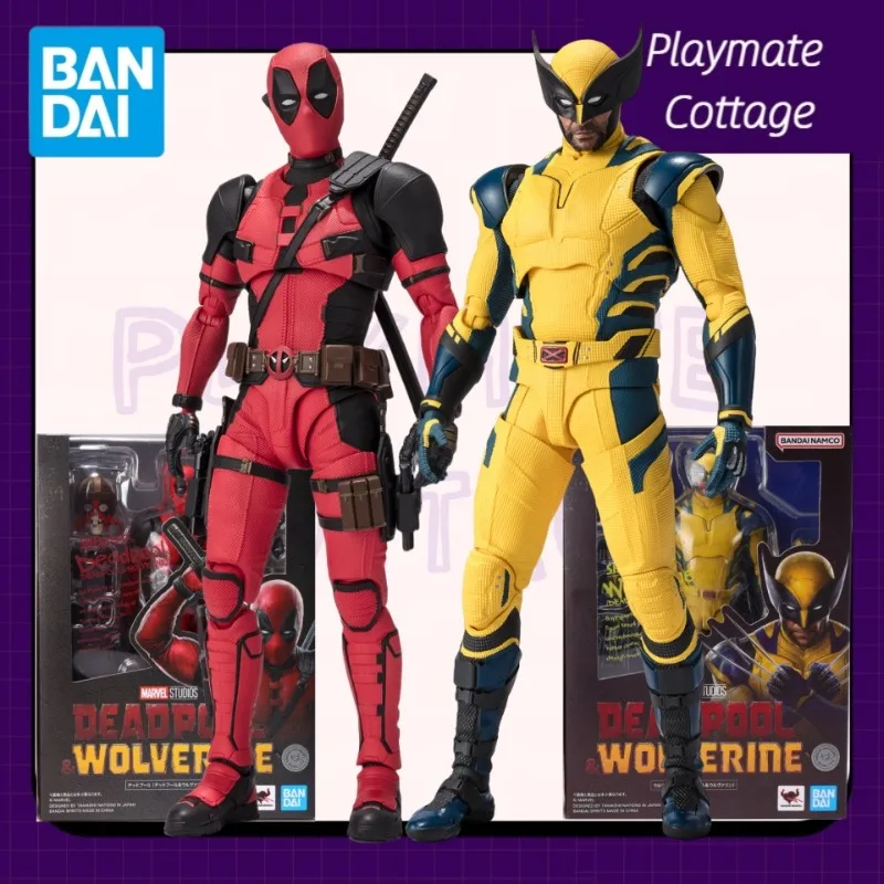 

In-Stock BANDAI Genuine DEADPOOL&WOLVERINE Anime Figure SHF Deadpool & Wolverine Finished Goods Model Joints Movable Toy