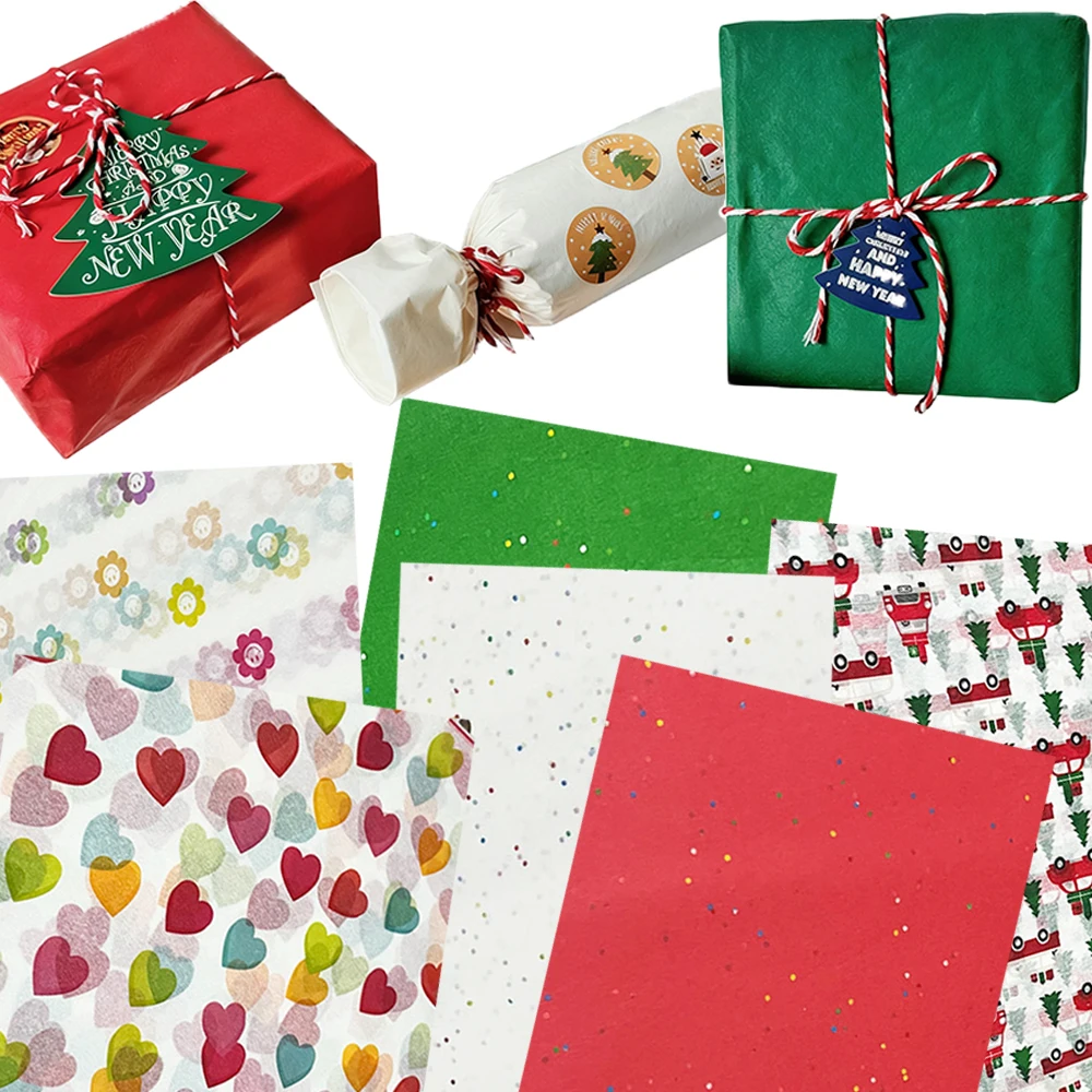 20/36 Blatt Weihnachts-Geschenkpapier, dünnes Papier, DIY Innen- und Außen-Geschenkpapier für Weihnachtsgeschenke, Geschenk-Schutzpapier