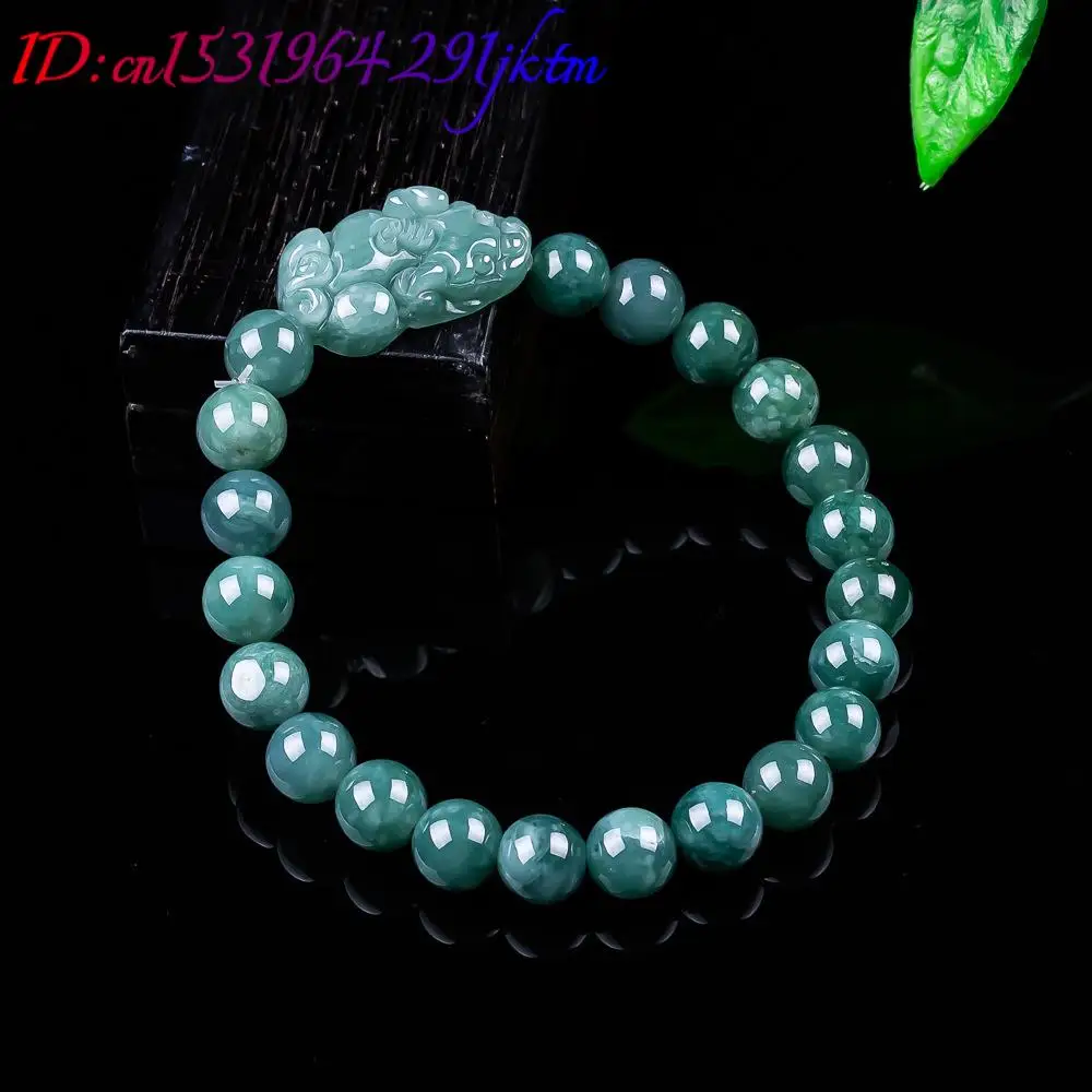 Natural Burmese Jadeite Pixiu Bracelet Vintage Talismans Charm Gifts for Women Jewelry Bangle Real Jade Accessories view 2