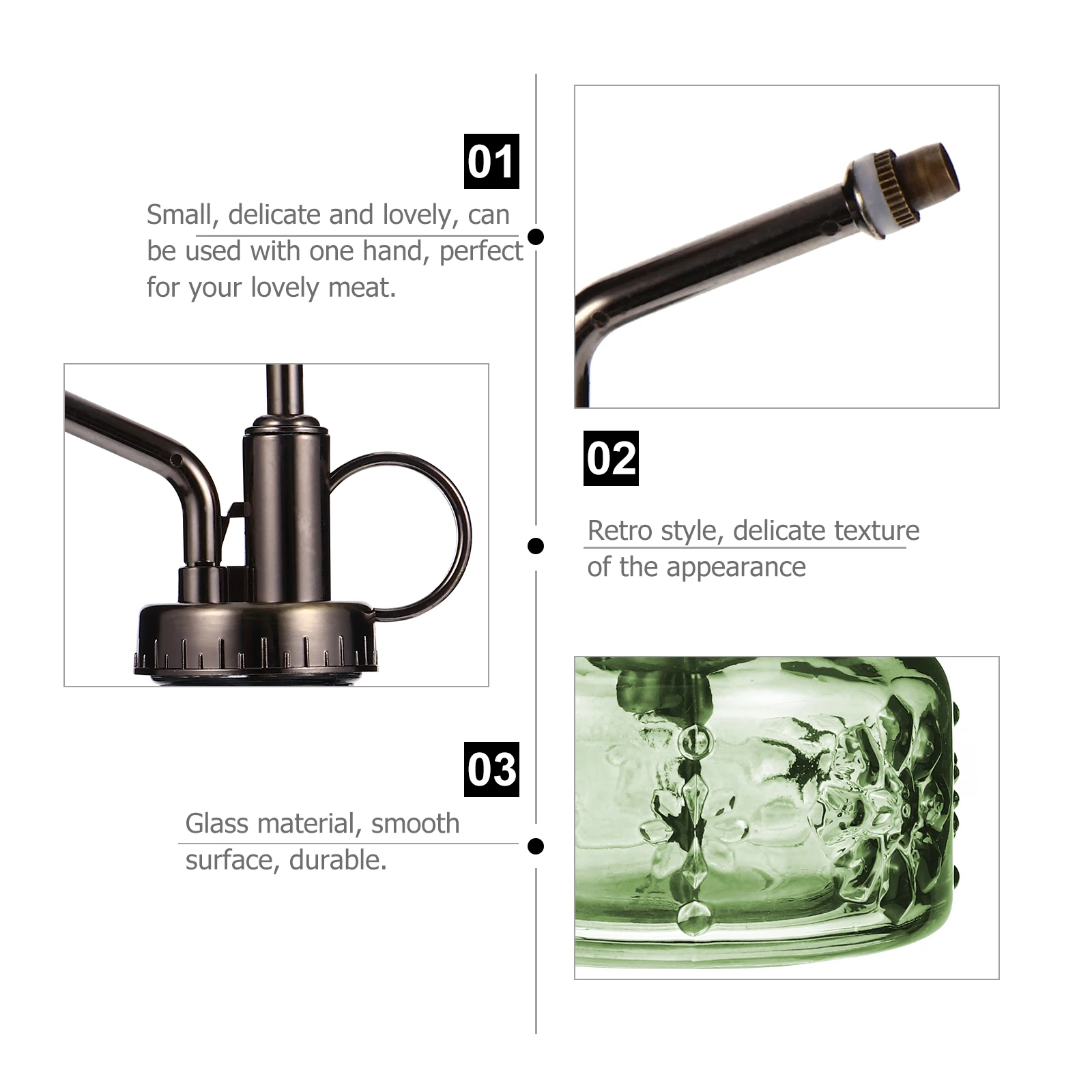 

1Pcs Retro Glass Watering Can Charming Spray Bottle for Indoor Outdoor Plants Bonsai Succulents Precise Mist Flower Water Spray