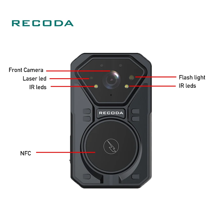 Android  Body Worn Camera IP68 IR 4G GPS WIFI Body Worn Camera With Face Recognition 10  Hour Recording