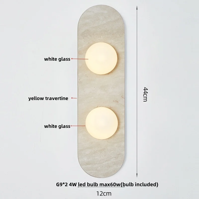 Lange ovale Bulgari natuurlijke marmeren wandlamp wit glazen bol muur scone eetkamer Scandinavische luxe trap gangpad naast stenen licht