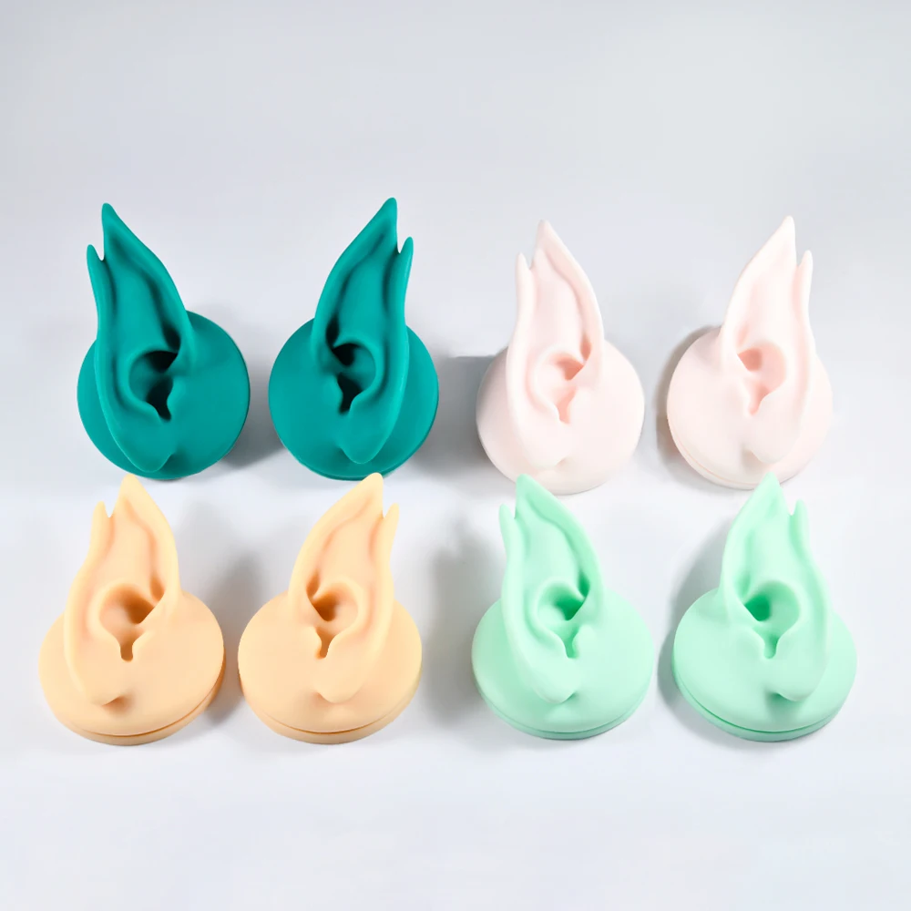 Flexible Silicone Elf Ear Jewelry Display Models Left and Right Soft Silicon Elf Ear Models With Acrylic Clear Display Choosable