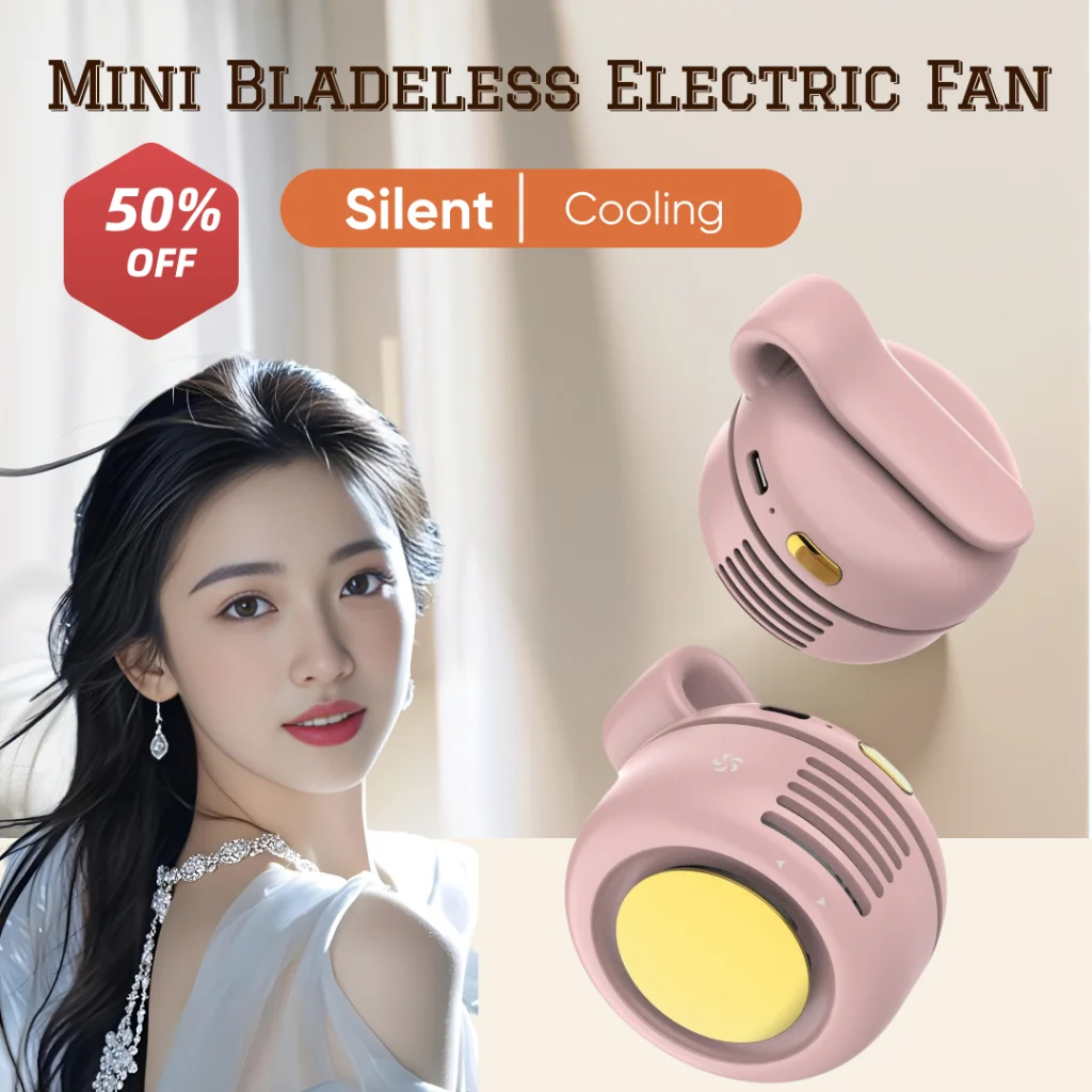 

Portable Silent Fan, USB Rechargeable Lightweight Mini Bladeless Fan, 3-Speed Adjustable Clip On Electric Fan for Outdoor&Office