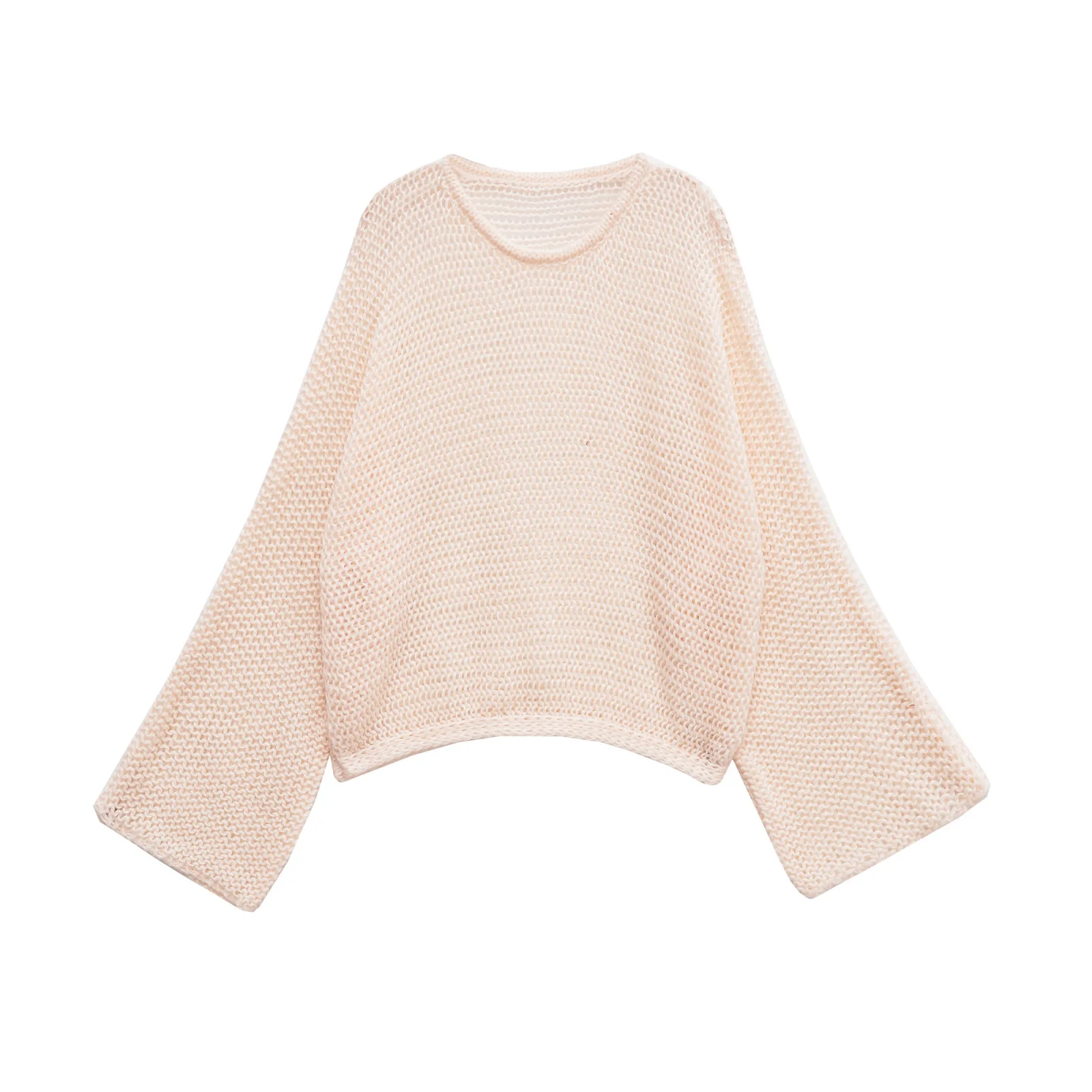 

Autumn Spring Long Sleeve Top Faionable Slimming Korean Style Round Neck Pullover Women's Hollow Out Knitwear