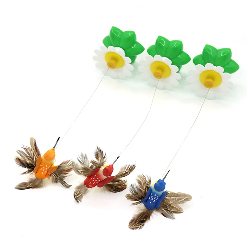 Rotating Electric Flying Butterfly Colorful Interactive Cat Dog Automatic Humming Bird Intelligence Training Rotating Funny Toys