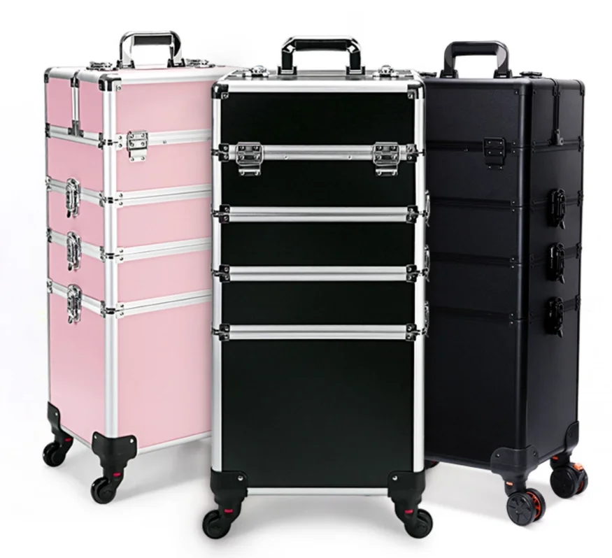 

Adjustable Trolley Case, Large Capacity Toolbox, Makeup Artist and Makeup Case, High-Grade Metal Layered, 74*35*25cm