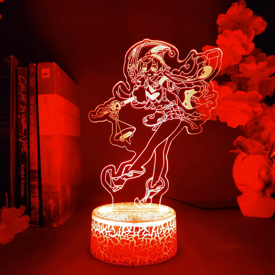 3D Genshin Yanfei 3D Night Lamp Cool Room Decoration RGB Table Light Hot Video Game Genshin Impact Cryo Character LED Game Lamp