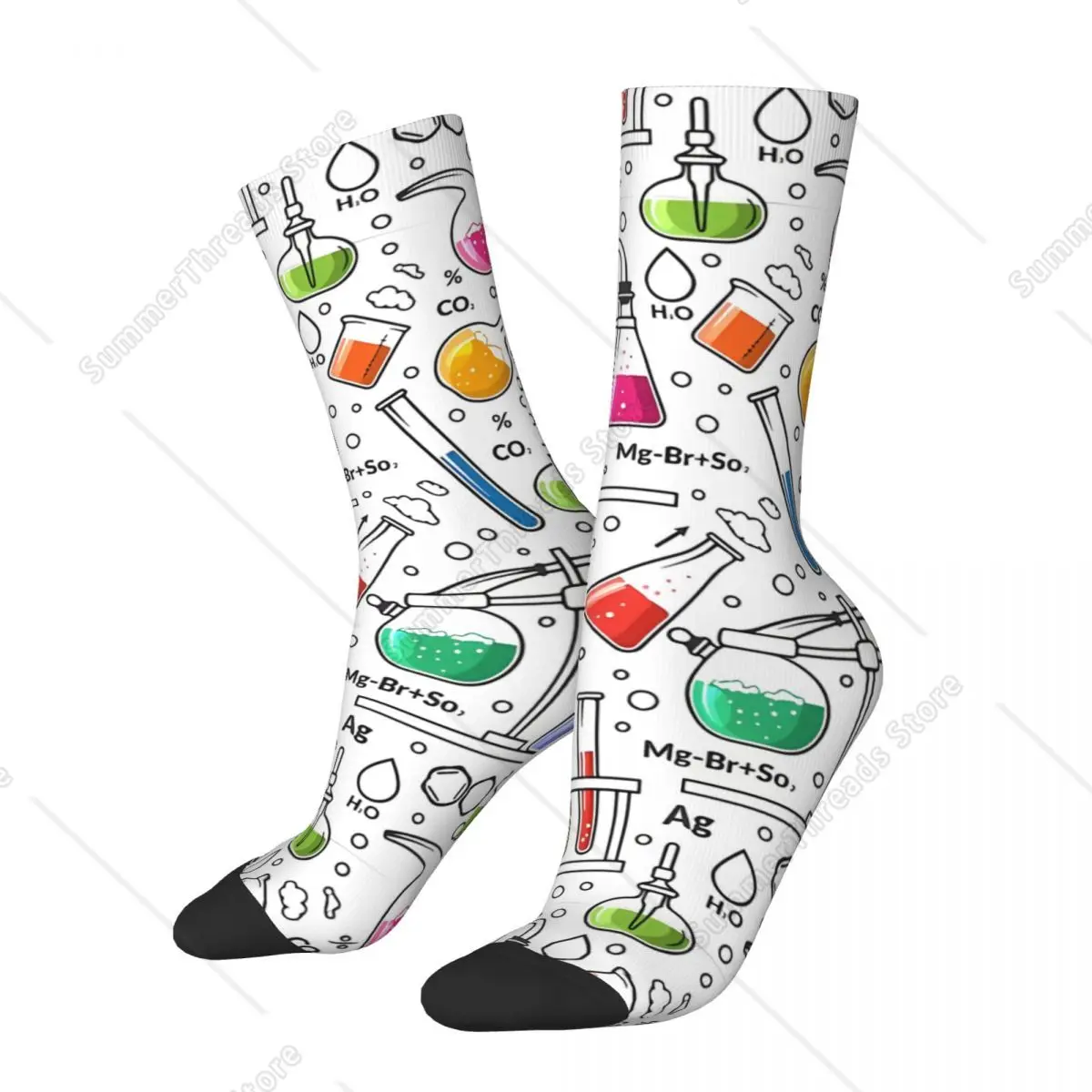 Sock For Men Chemistry Doodle Art Scientific Designs Science Chemistry Pattern Quality Pattern Printed Crew Sock Casual Gift